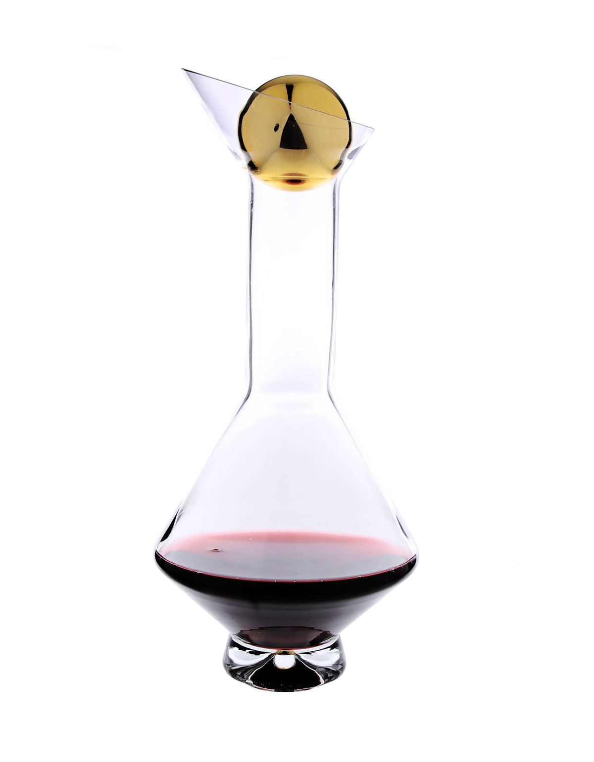 Glass Diamond Shaped Decanter With Gold Reflection and Lid