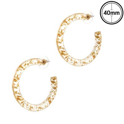 Clear Hoop with Gold Flex 2" Earring