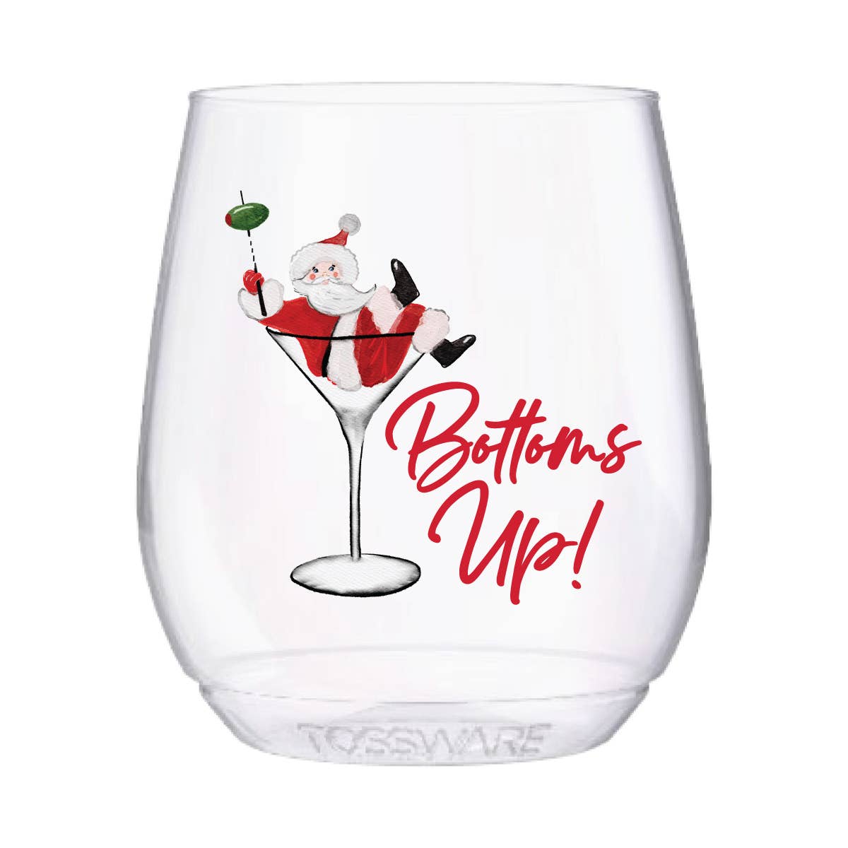 Bottoms Up Christmas 14oz Stemless Tossware