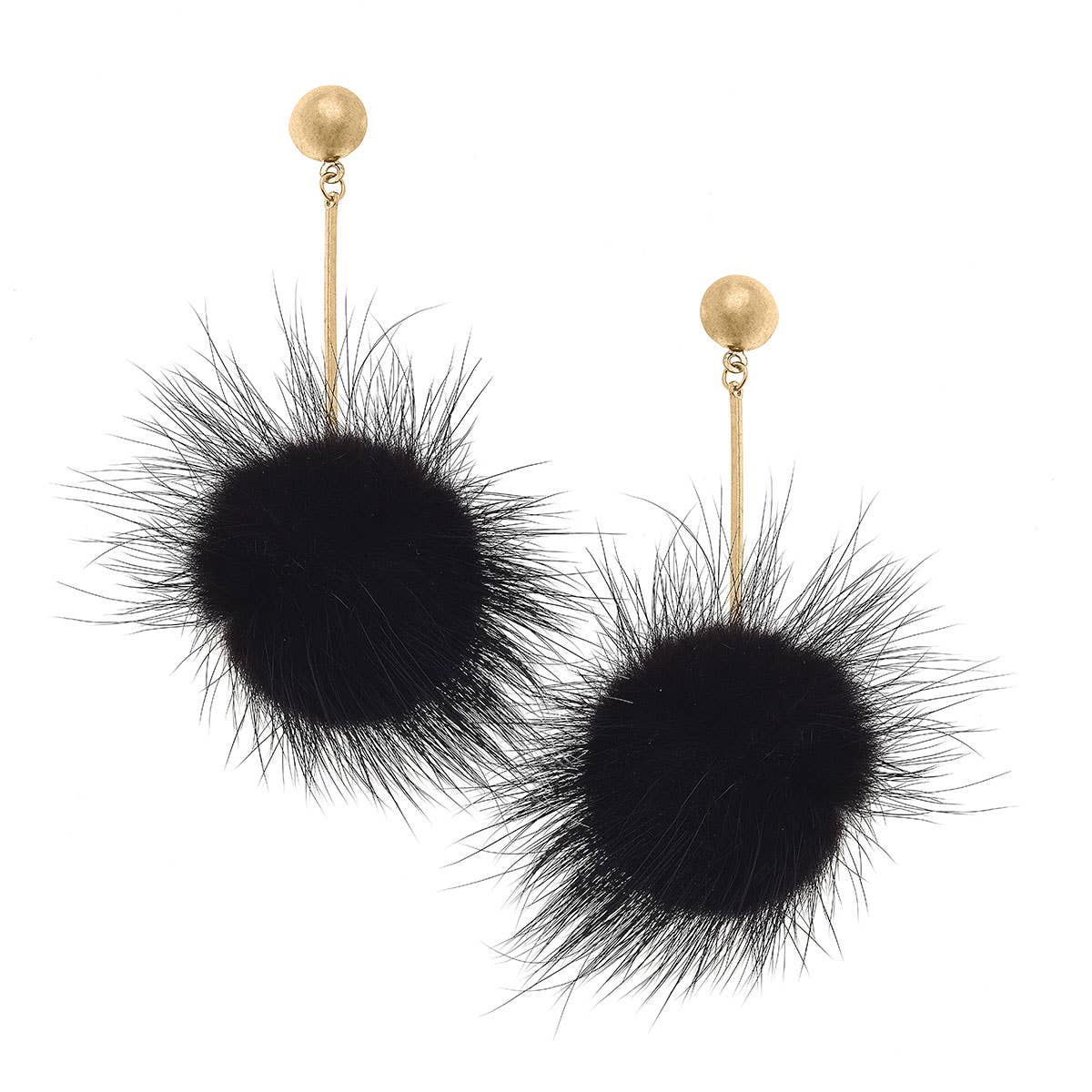 Dylan Faux Mink Pompon Drop Earrings