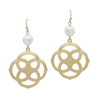 Matte Gold Filigree with Freshwater Pearl 1.5" Earring