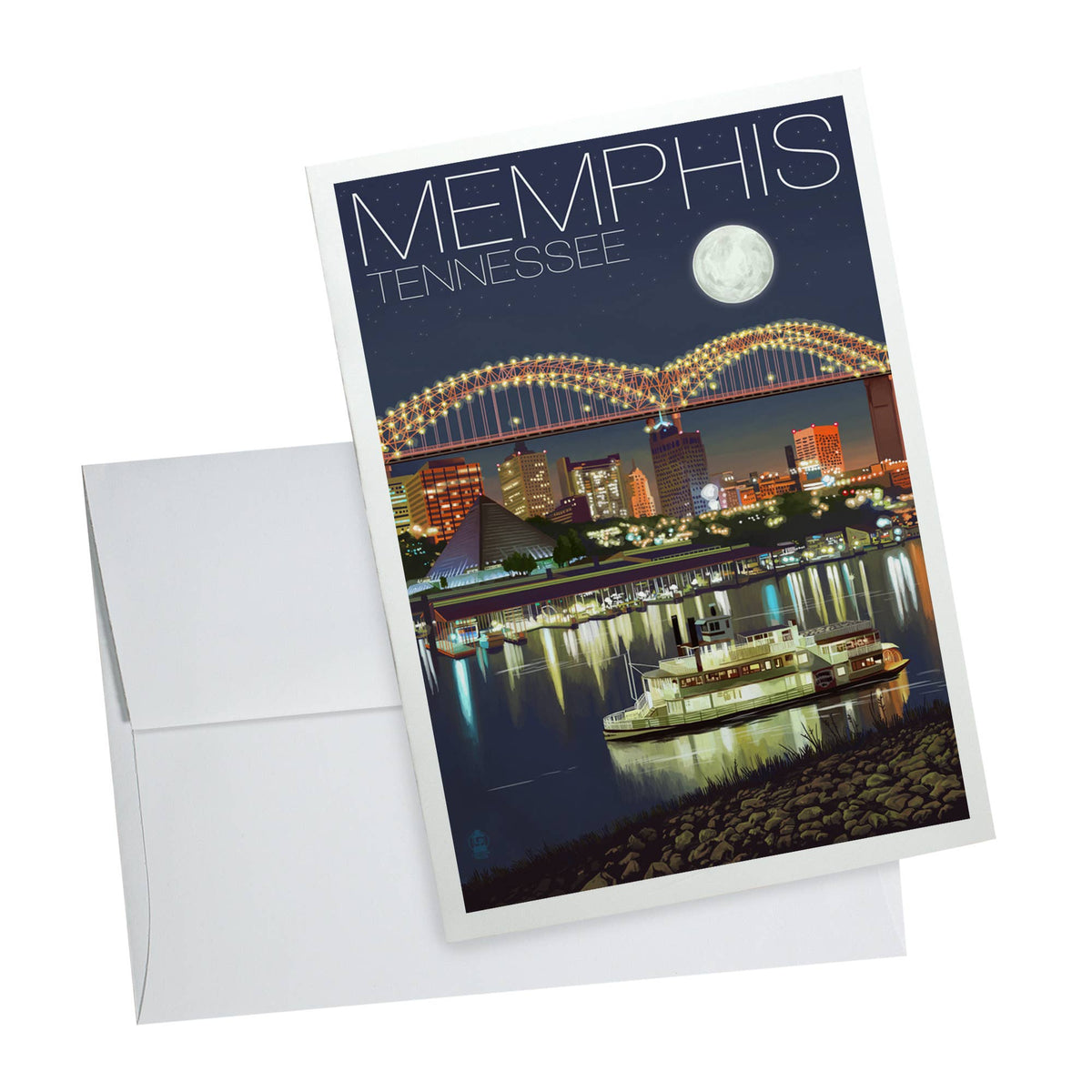 Notecard Skyline at Night Memphis