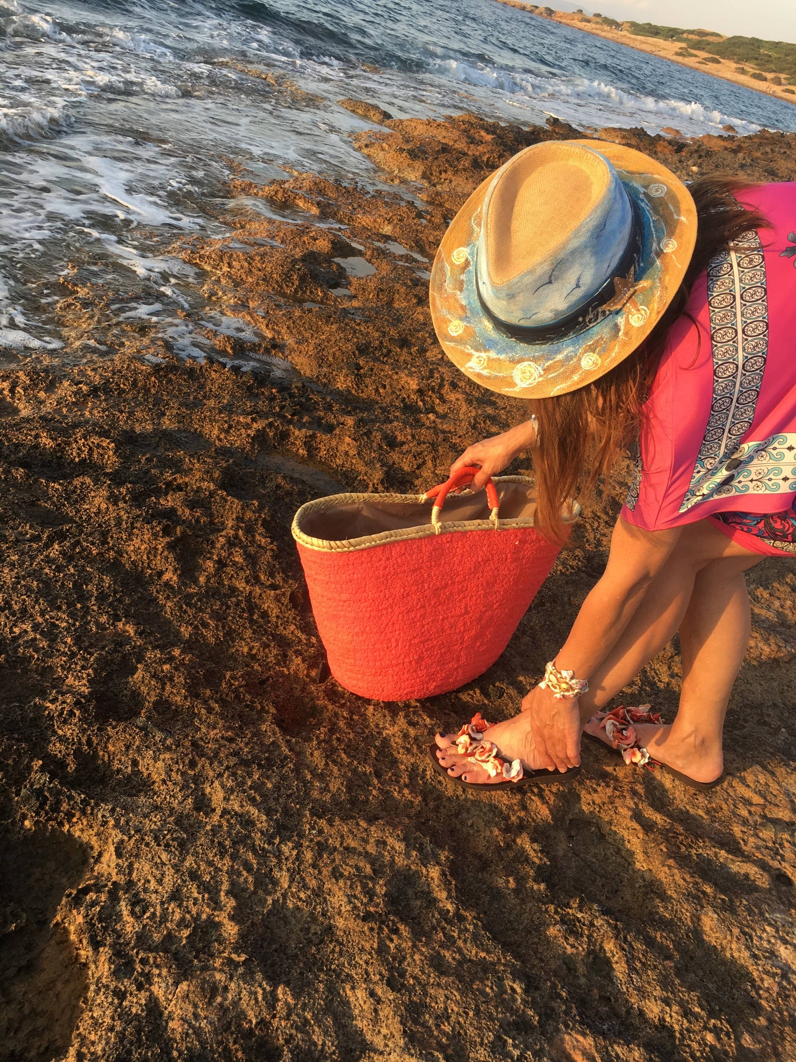 Hand Painted Panama Hat - Starfish