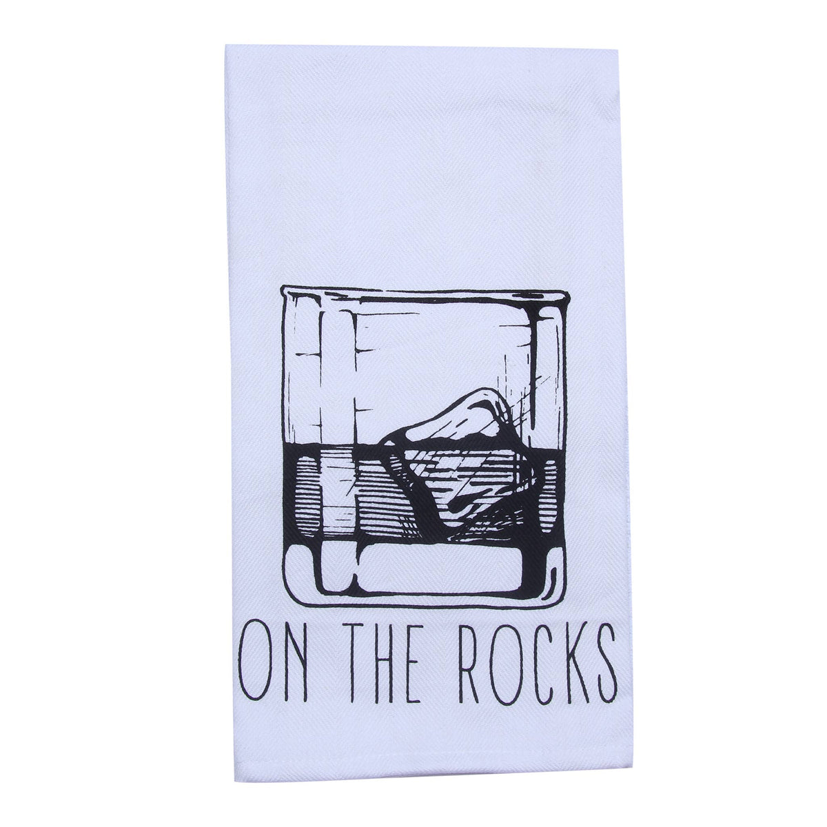 On The Rocks Tea Towel - Alcohol Gift - Bar