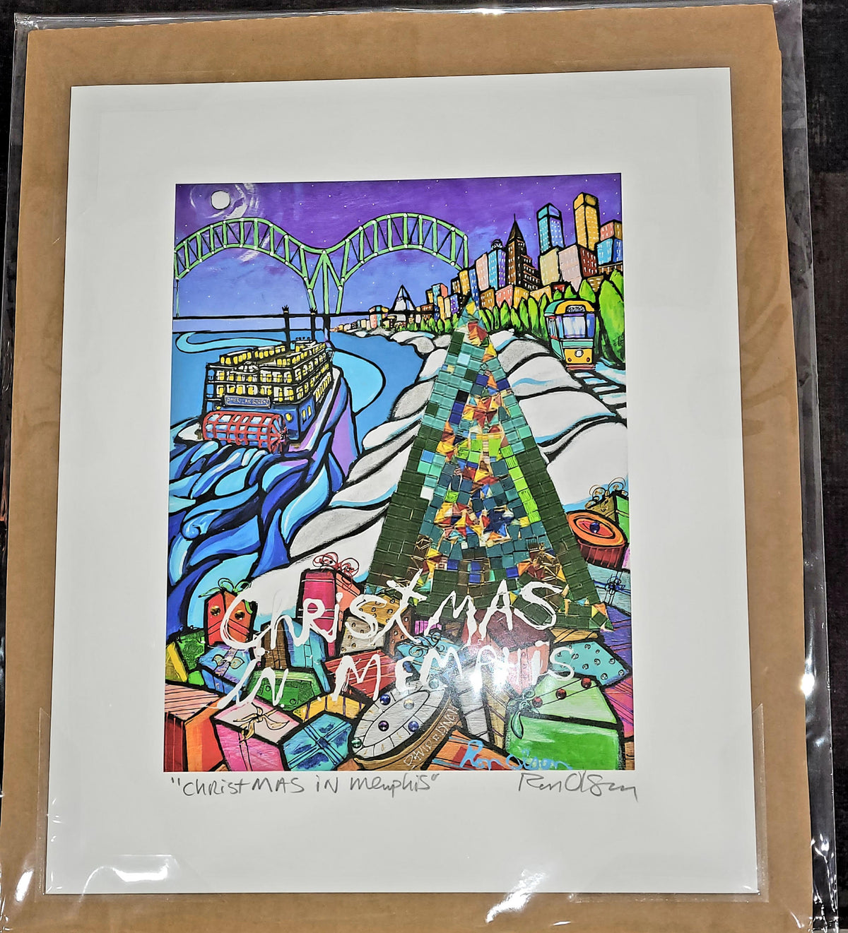 "Christmas in Memphis 2020" signed PRINT of an original painting by local Memphian Ron Olson and David Lynch