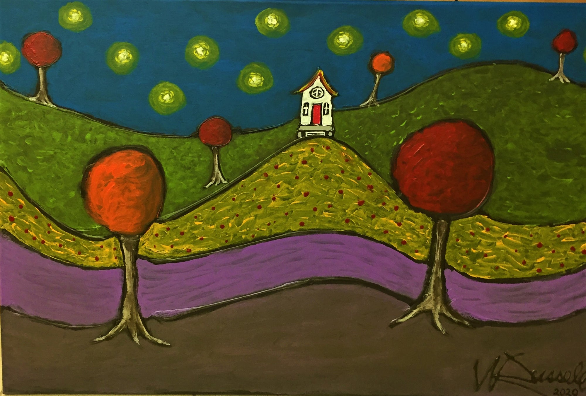 "House On The Hill"  - 24" x 36" Original by Wayne Russell