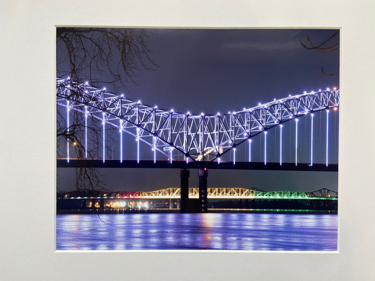 132 Old &amp; New Bridges Lit PHOTOGRAPH by Mike Baber