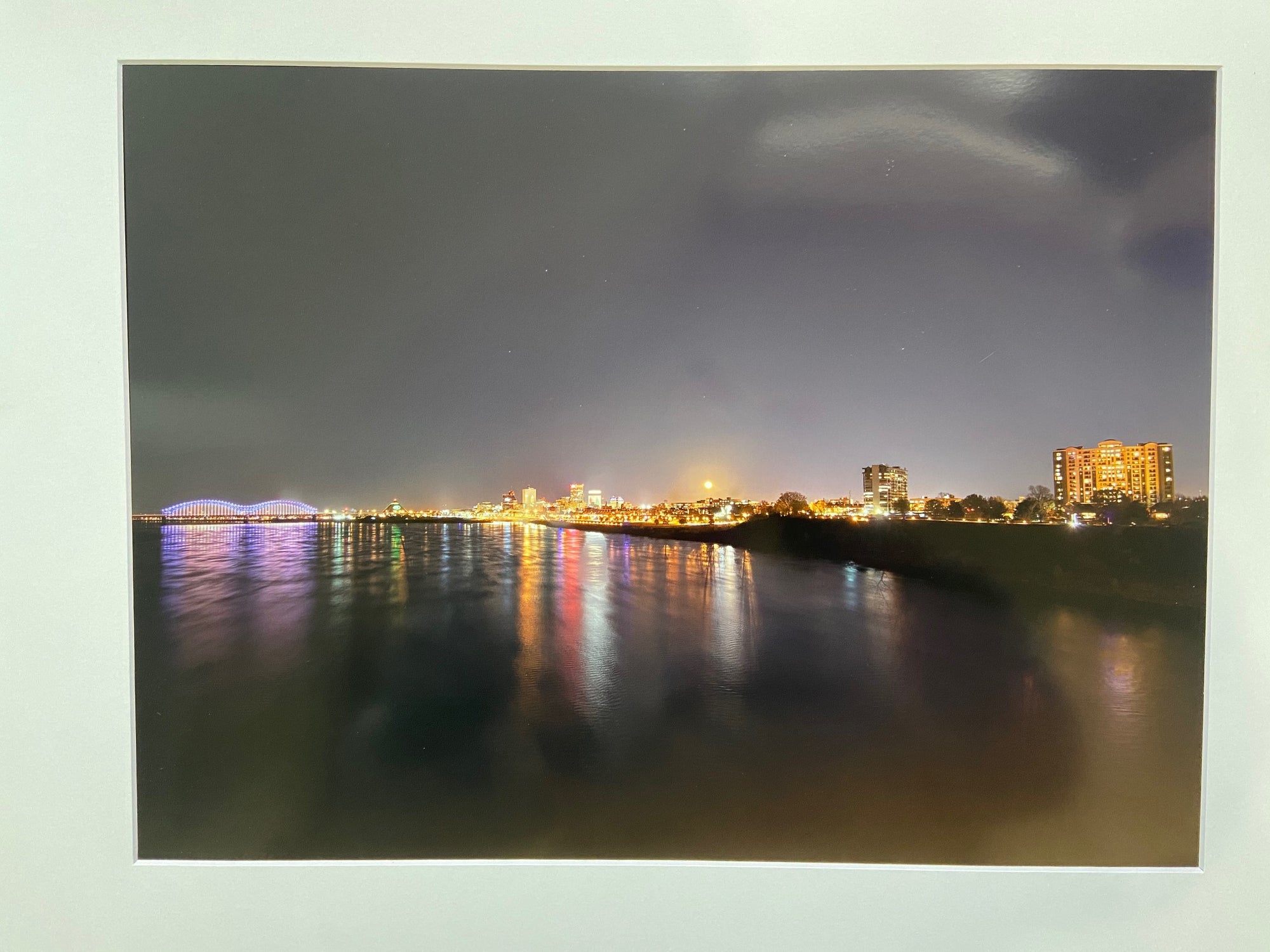 #129 Memphis Skyline with Moon from The Great River Crossing PHOTOGRAPH by Mike Baber