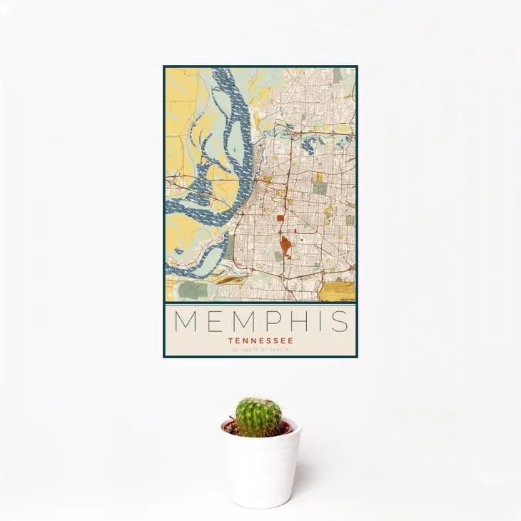 Memphis TN Map Print Woodblock
