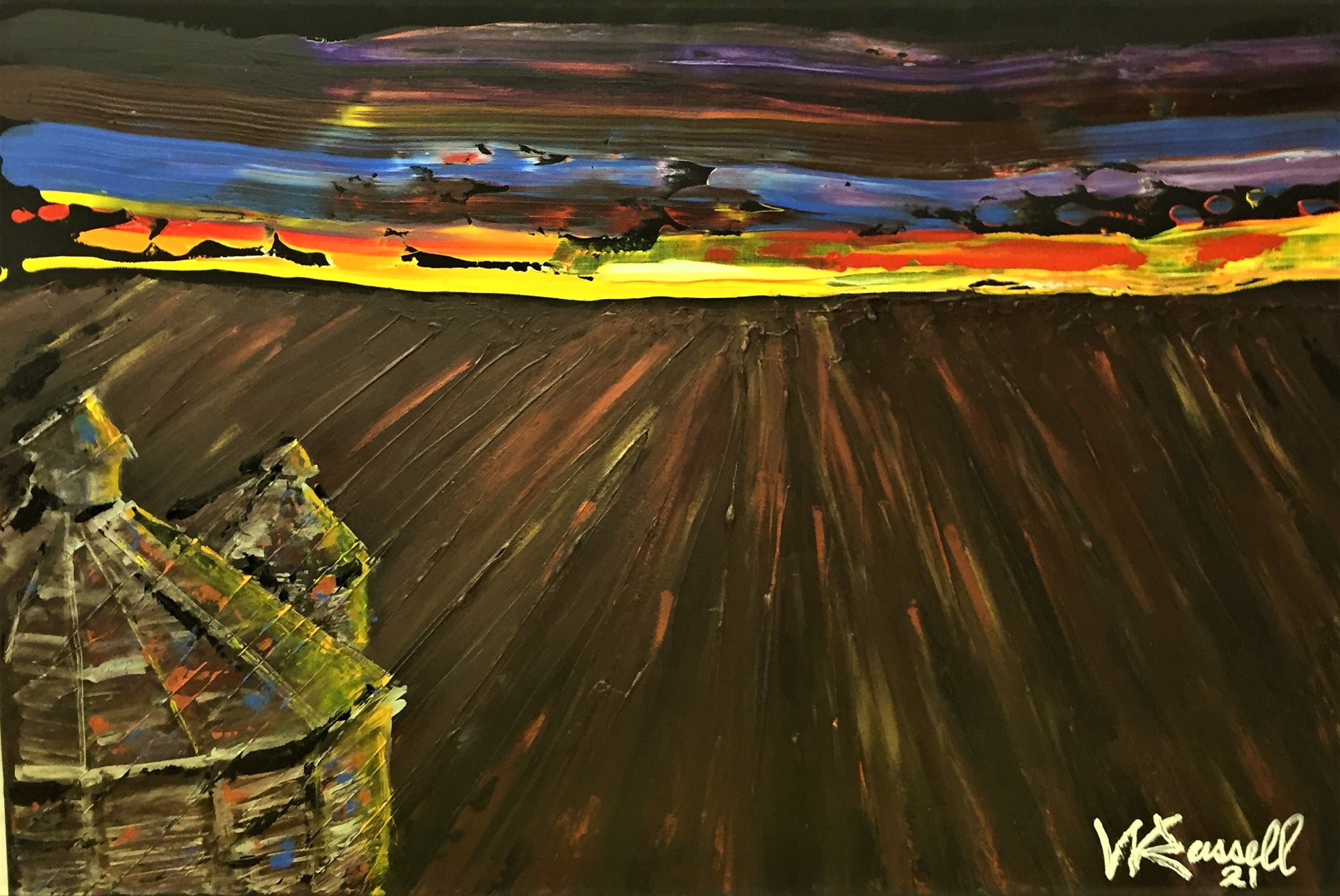 "Purple Delta Sunset"  - 24" x 36" Original by Wayne Russell