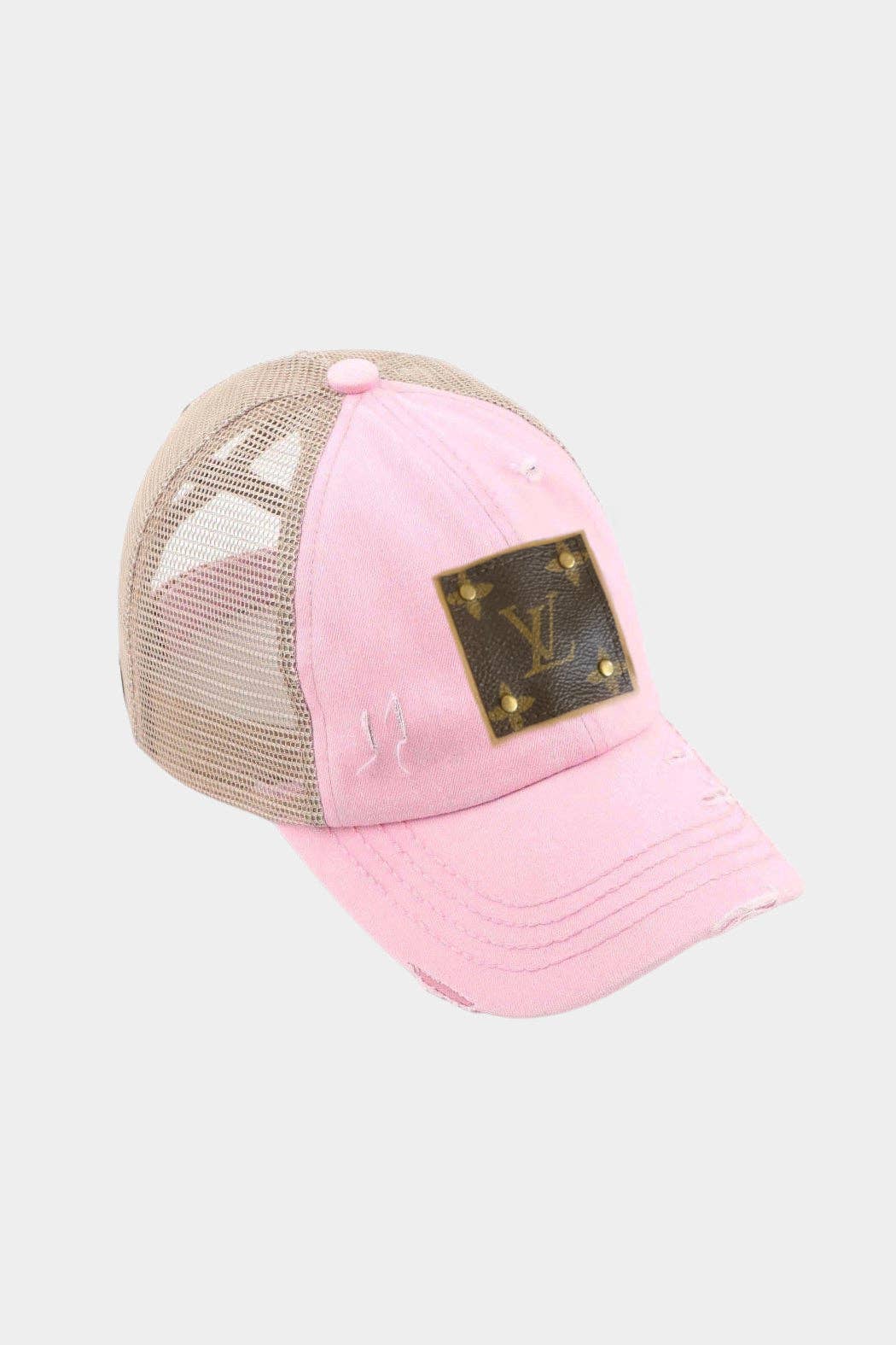 Upcycled Distressed Criss Cross Trucker Cap