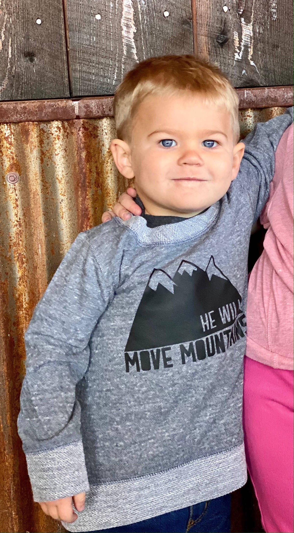 He Will Move Mountains Long Sleeve W/ Elbow Patches