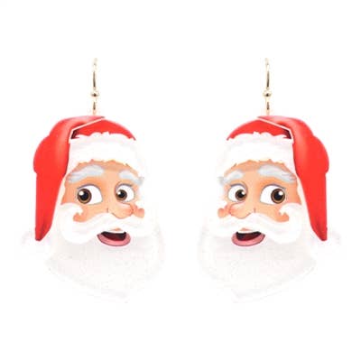 Red and White Acrylic Santa Claus 1.5" Earring