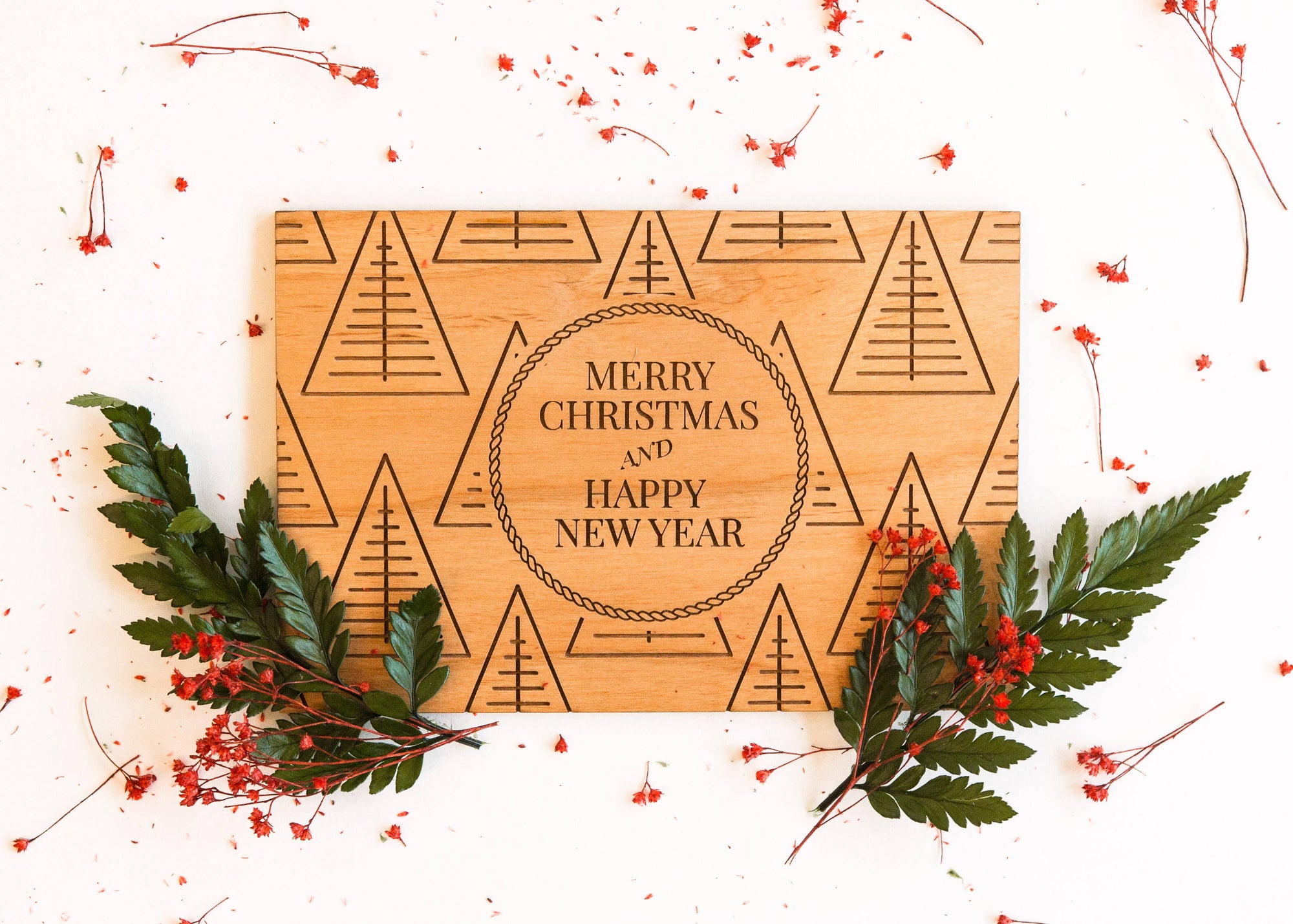 Christmas New Year Wood Card