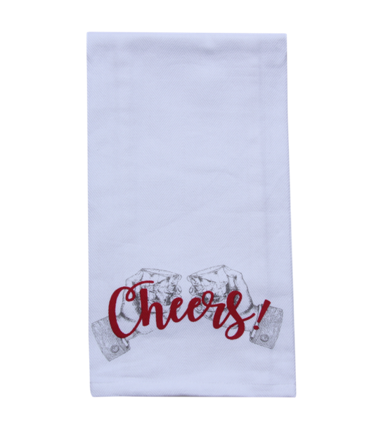 Cheers Alcohol Tea Towel - Bourbon - Whiskey - Bar - Cheers