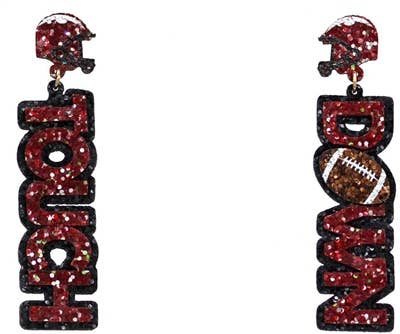 Maroon and Black Glitter Touchdown 2" Gameday Earring