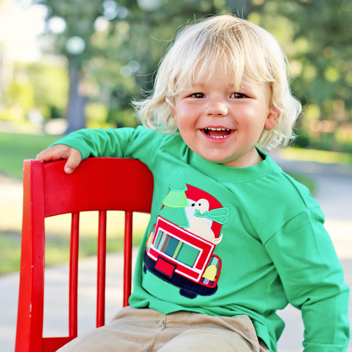 Green Plaid Truck Long Sleeve Shirt