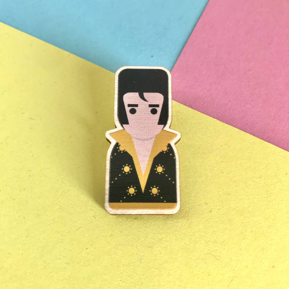 Elvis Presley Wooden Pin Badge