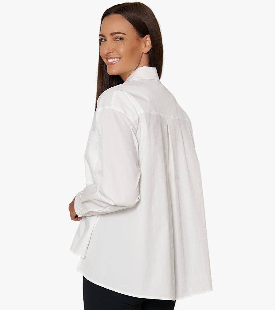 Women's Oversized Button-Down Top Wear Anywhere Shirt: L/XL / SOFT WHITE