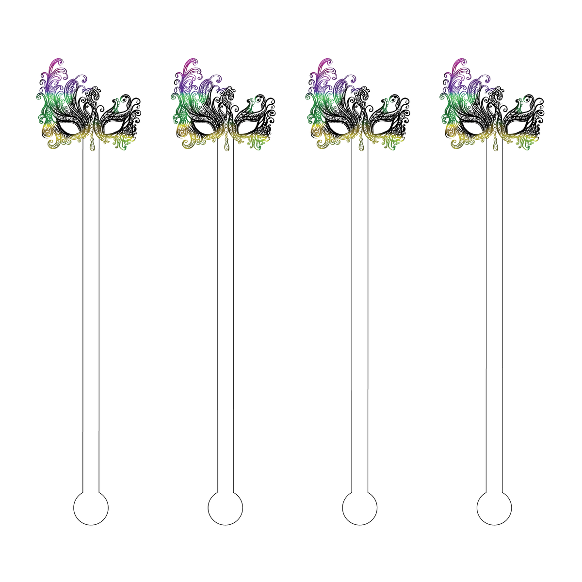 MARDI GRAS OMBRE LACE MASK ACRYLIC STIR STICKS