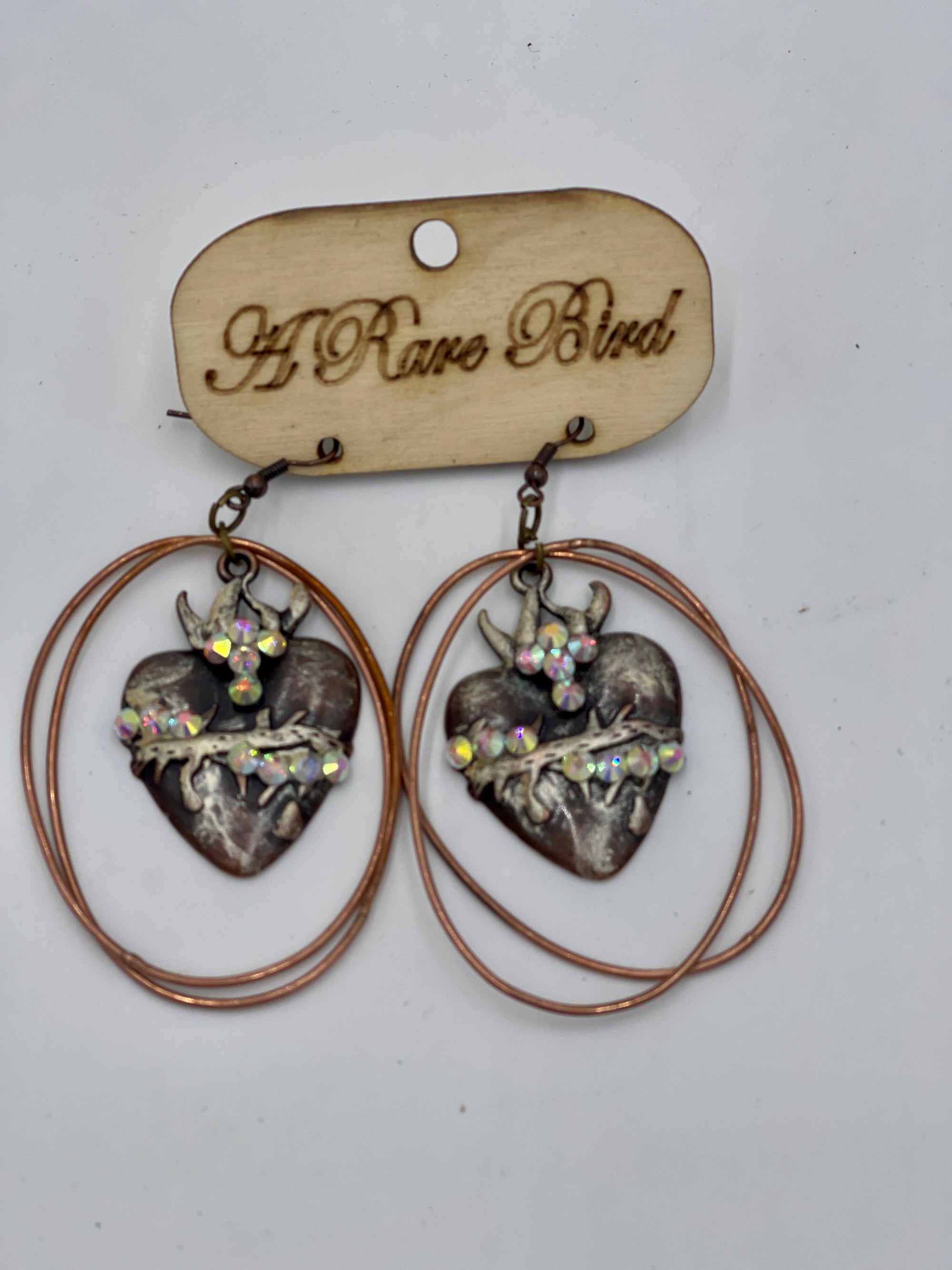 Copper Heart Milagros Earrings