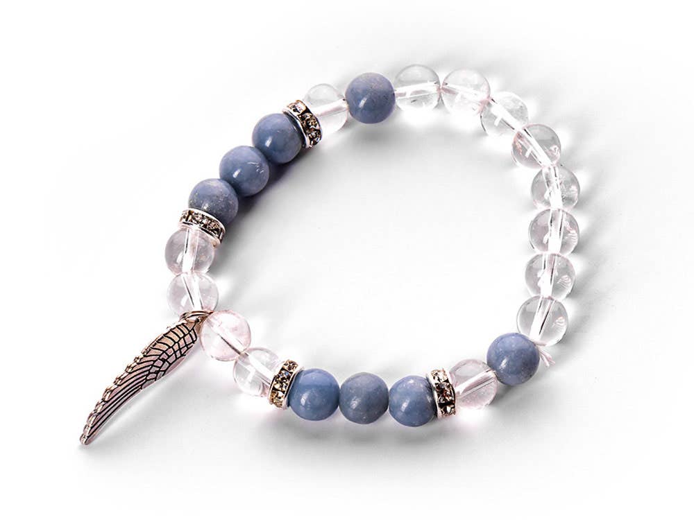 Crystal Bracelet | GUIDANCE - Angelite, Quartz & Angel Wing