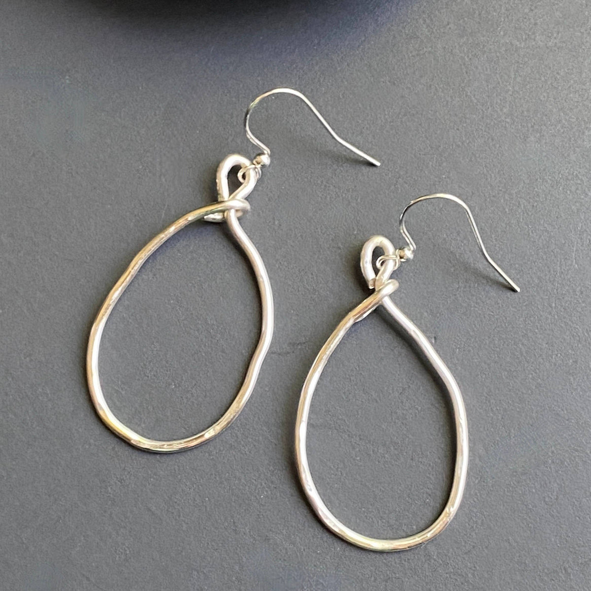 Organic Silver  Hoop Earrings