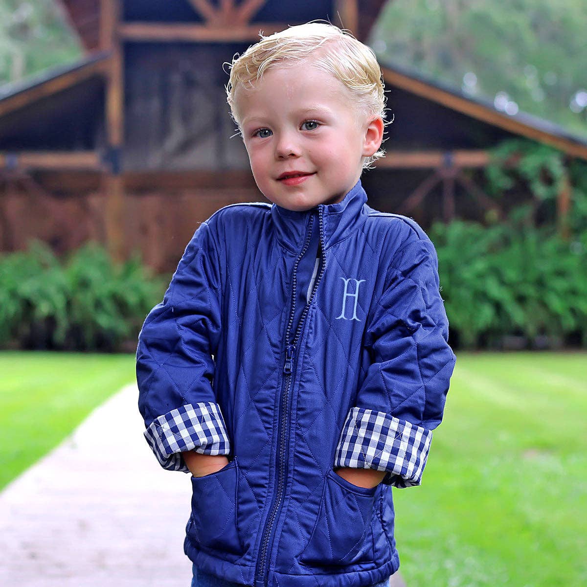 Solid Navy Quilted Coat