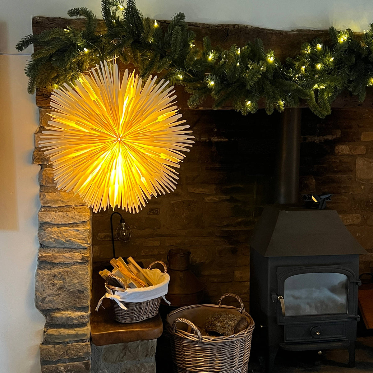 Giant Sunburst White Paper Wall Decoration - 60cm