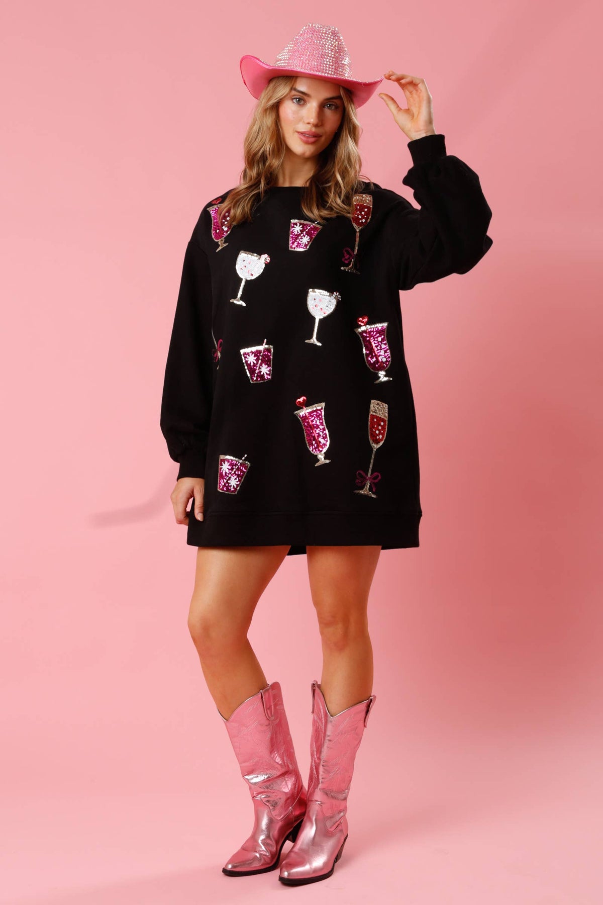 Sequin Drinks Pullover Dress