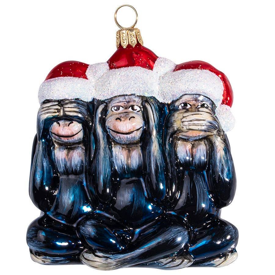 Capuchin Monkeys See No Evil, Hear No Evil Holiday Ornament