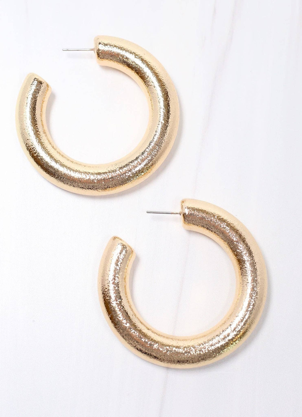 Lowry Textured Hoop Earring SHINY GOLD