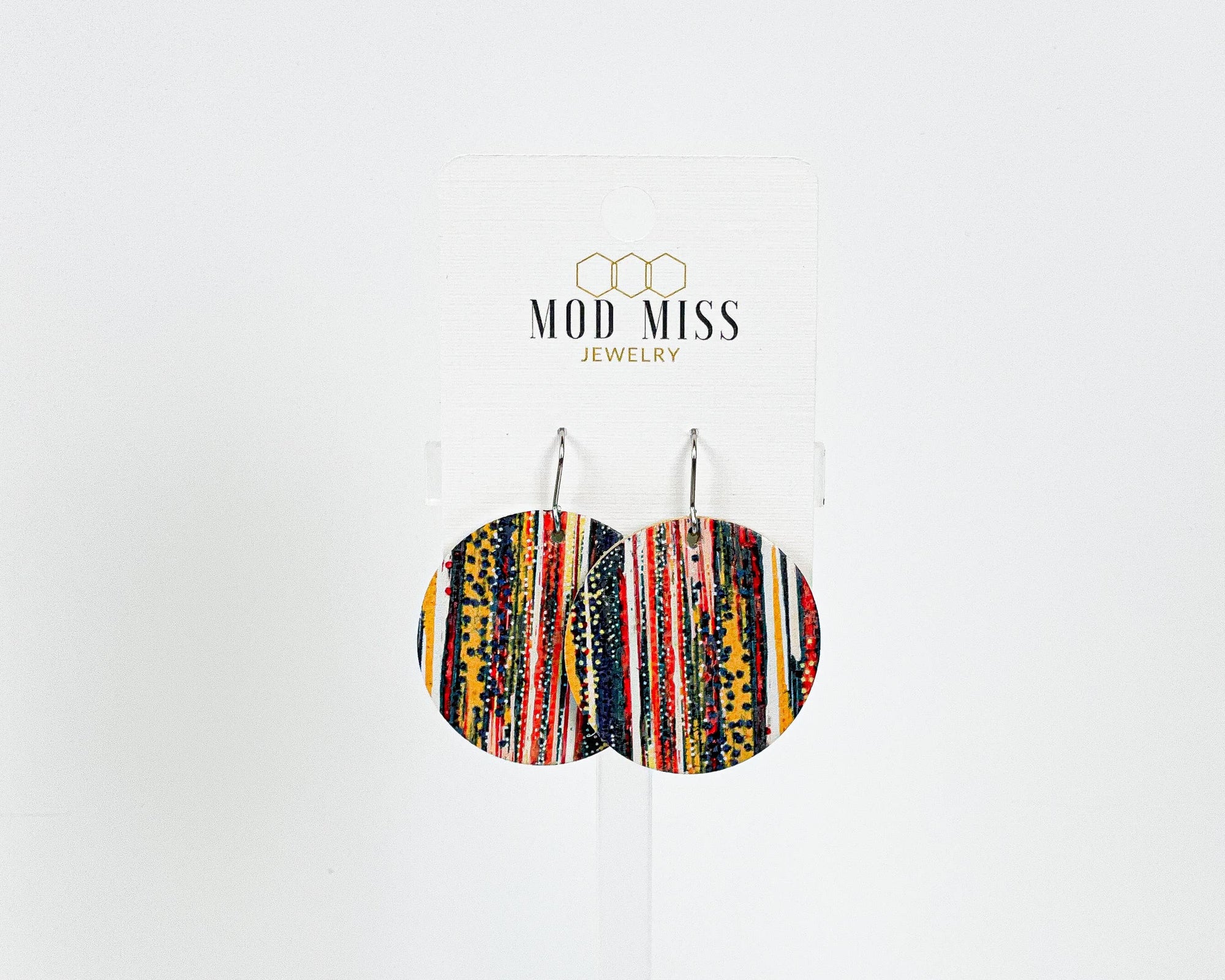 Cork+Leather Round Earring "Autumn Splash"