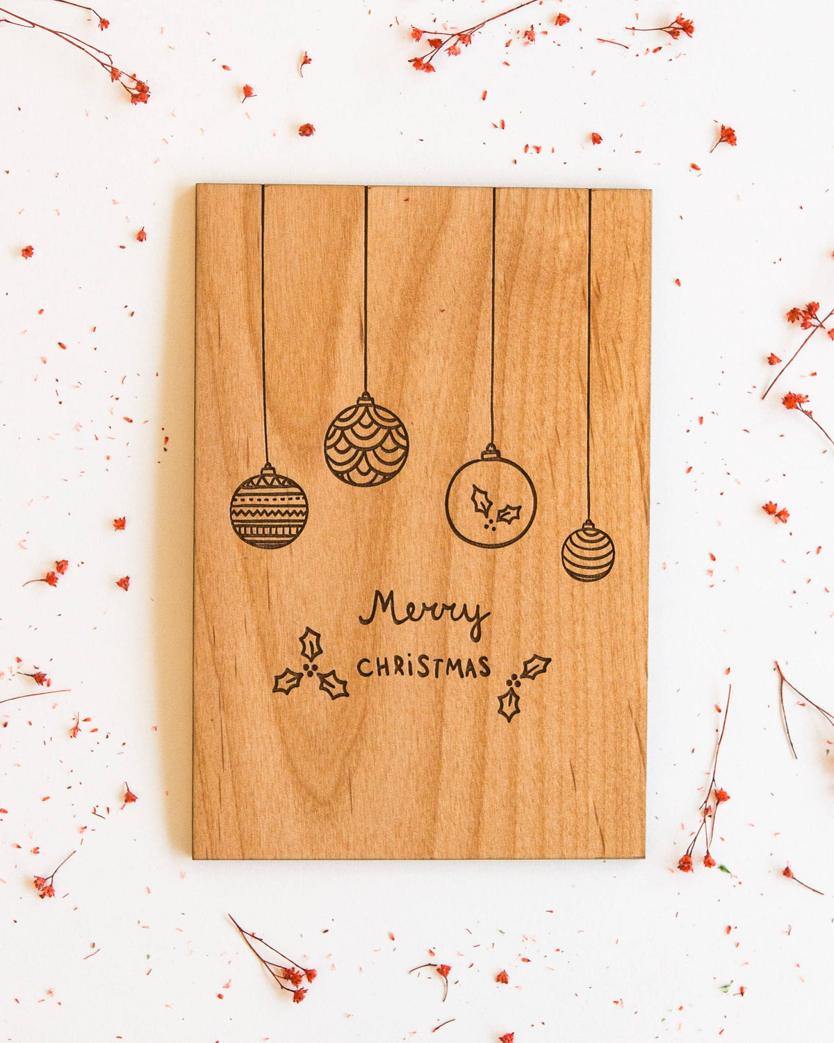 Merry Christmas Ornament Wood Card
