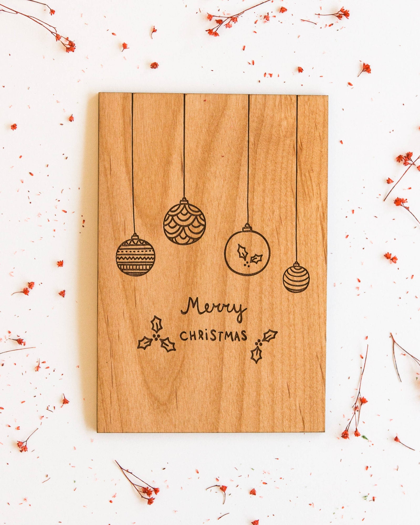 Merry Christmas Ornament Wood Card