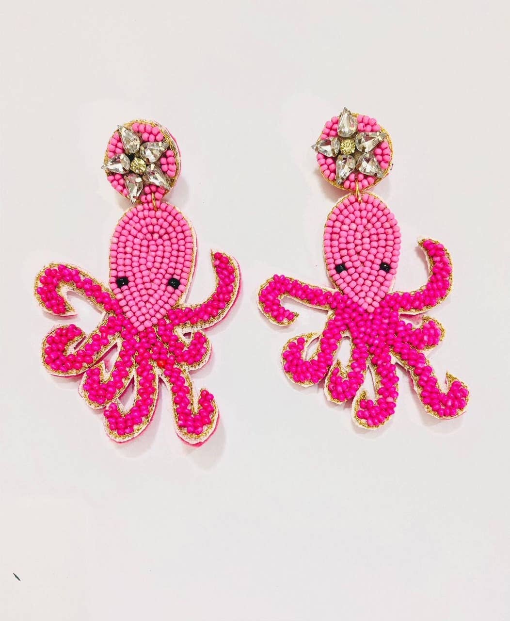 Octopus Seed Bead Dangle Earrings
