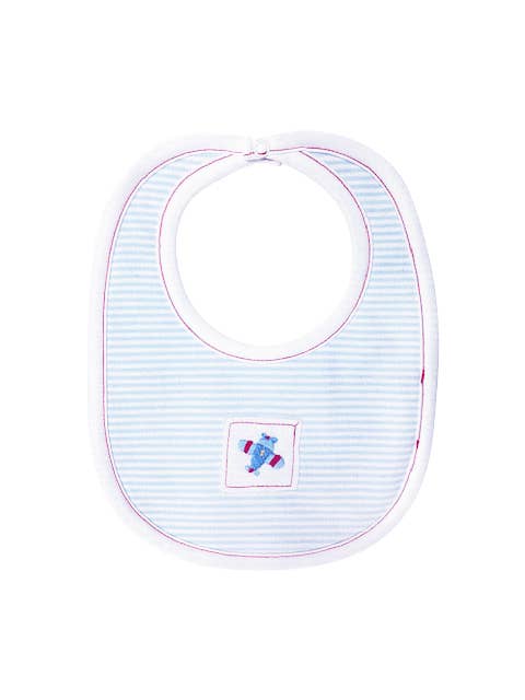 Airplanes Striped Pima Cotton Baby Bib