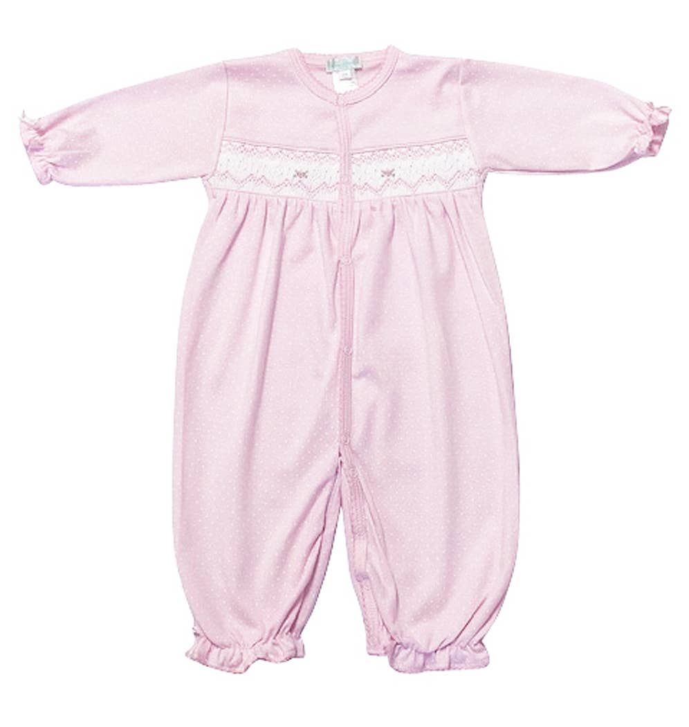 Pink Tiny Dots Baby Girl Converter Gown Pima Cotton