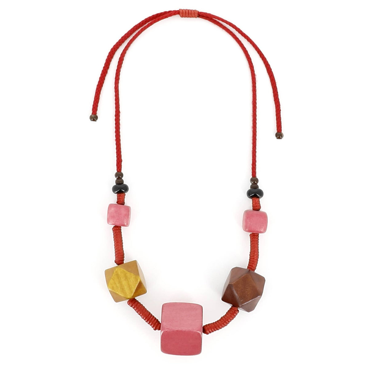 Necklace colored wooden cubes