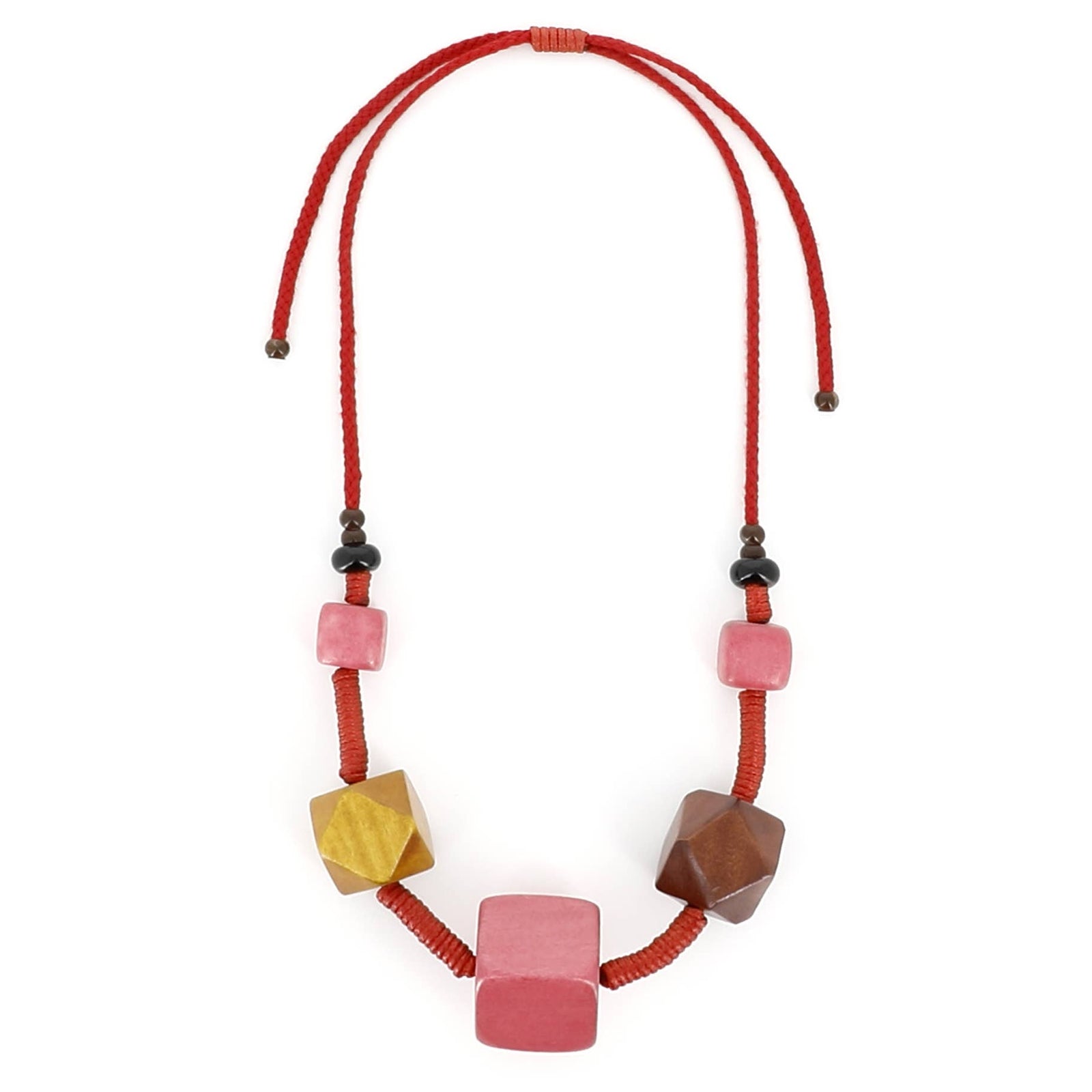 Necklace colored wooden cubes