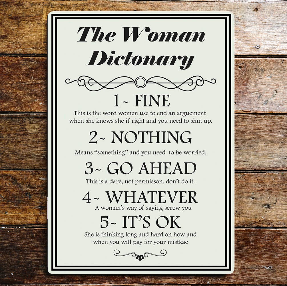The Woman Dictionary     Metal Wall Sign Plaque
