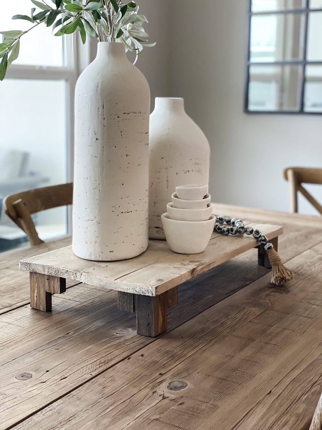 Rectangular Wood Pedestal, White, Handmade