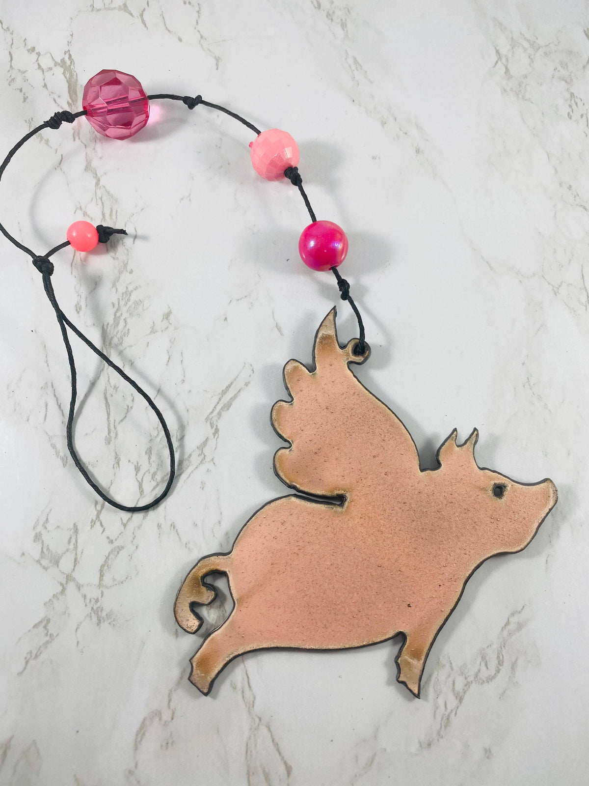 Ornament- Mobile flying pig farm western recycle  eco  lodge