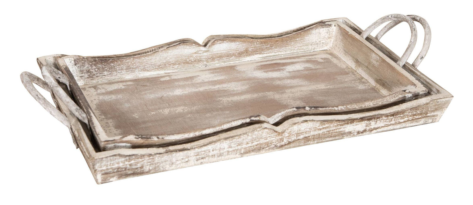 Wooden Trays In Antique White Finish L6196