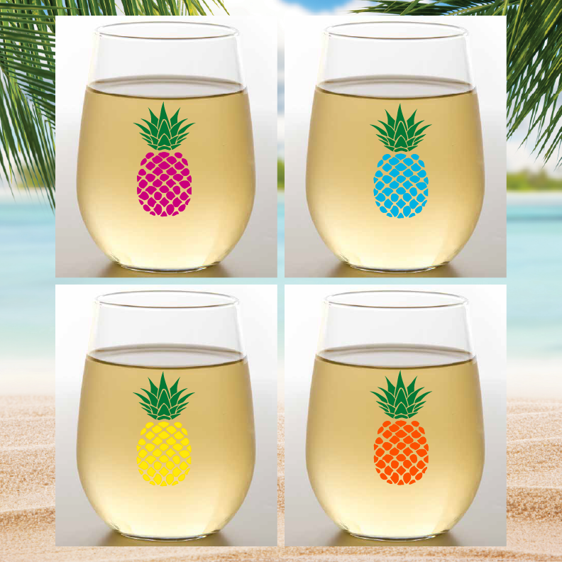 PINEAPPLES Shatterproof Wine Glasses