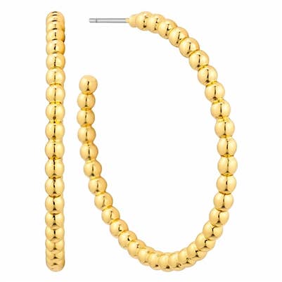 Gold Metal Ball Hoop Earring