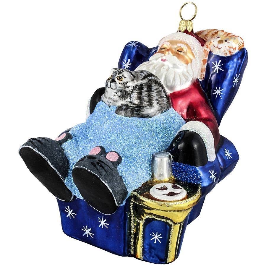 Cat Nap - A Santa for Cat Lovers Holiday Ornament