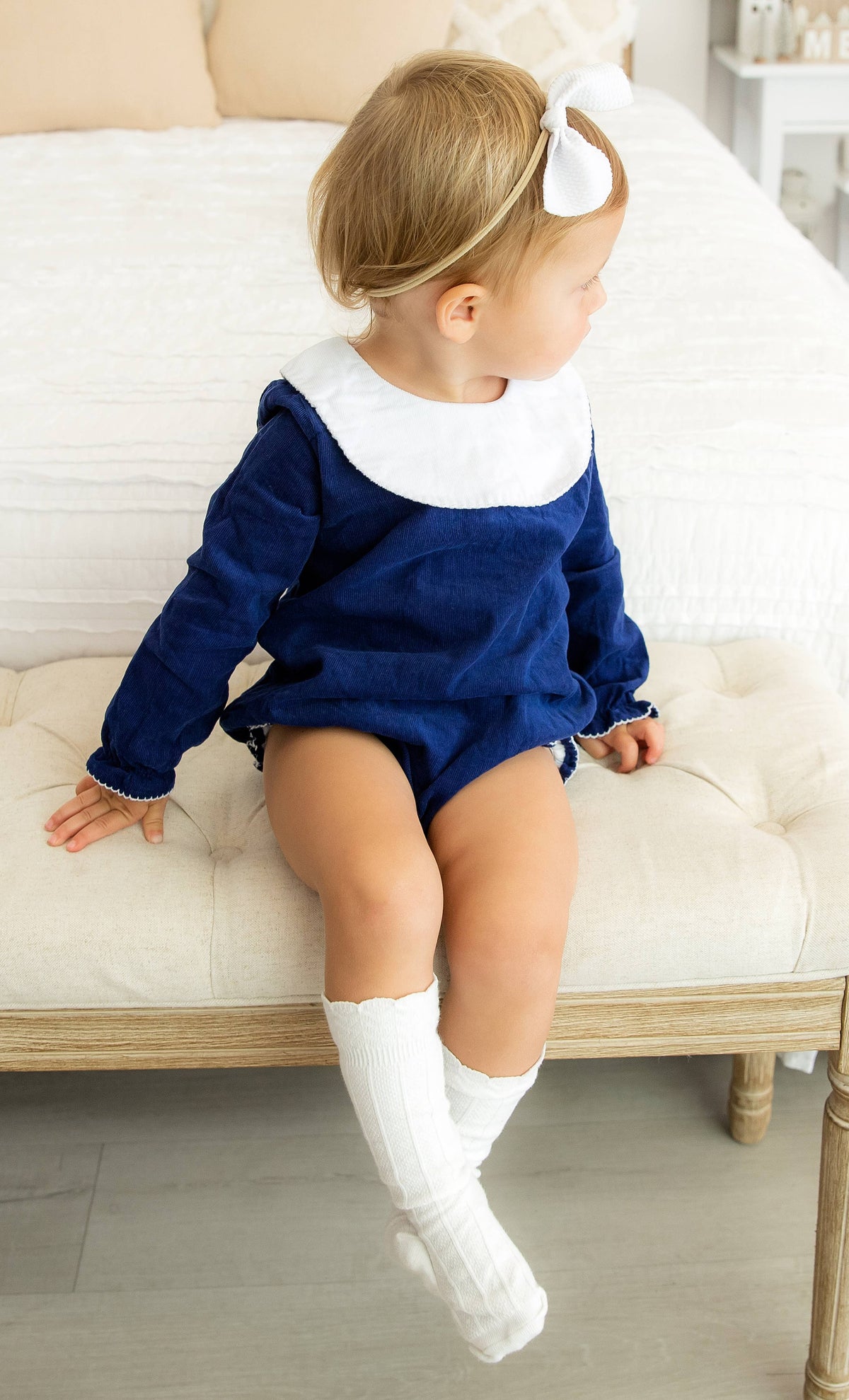 LONG Sleeve Bishop Bubble  - NAVY CORDUROY