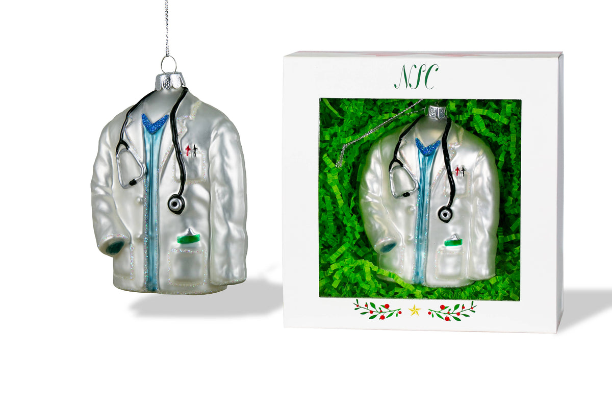 Doctor's Coat Glass Ornament