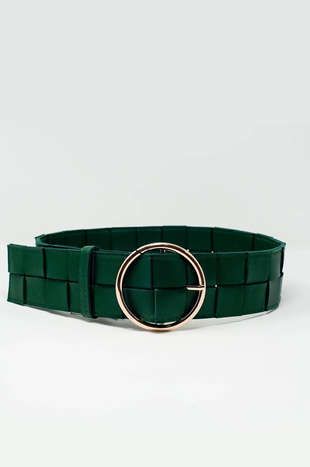 Belt with gold buckle in green